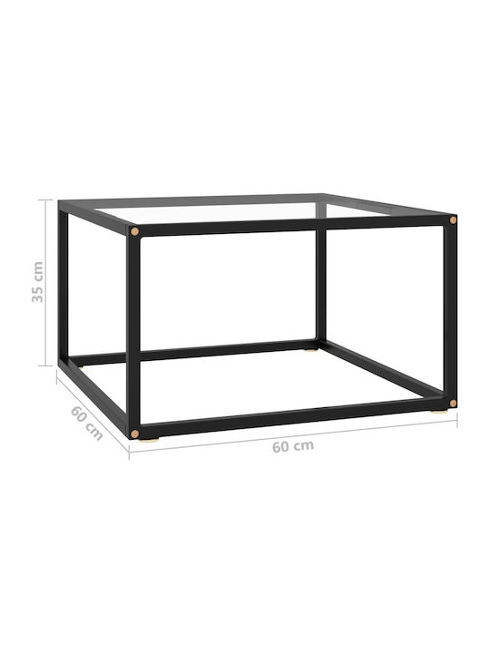 Quadratischer Zentraler Kaffeetisch Aus Glas M60xB60xH35cm
