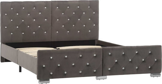 Κρεβάτι Διπλό Επενδυμένο με Ύφασμα Γκρι για Στρώμα 140x200cm