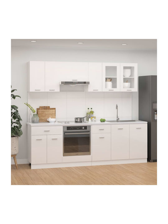 Set de cabinete de bucătărie suspendate și de podea 60x31x60cm Γυαλιστερό Λευκό