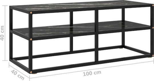 TV Stand Made of Metal and Glass Black 100x40x40cm
