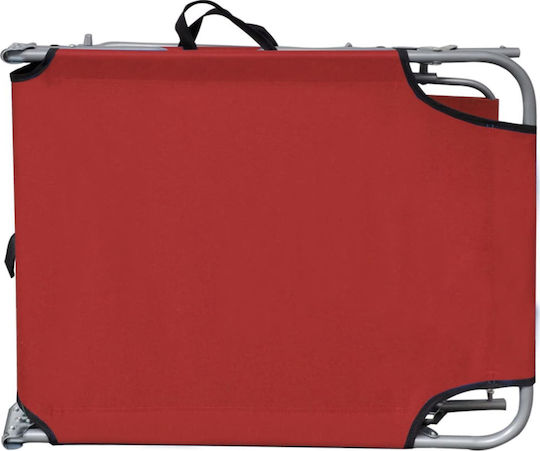 vidaXL Foldable Aluminum Beach Sunbed Red with Shader 188.5x57.5x27cm