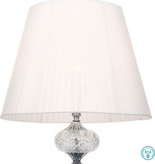 Fan Europe Incanto-LG1 Cristal Vintage Lampă de masă pentru Soclu E14 cu Abajur Alb și Bază Transparent