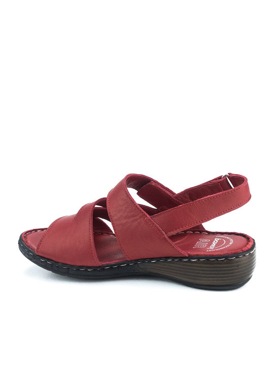 Leder Flache Damen Sandalen Burgundisch