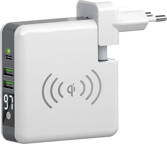 Forever Core Wall Power Bank 6700mAh με 2 Θύρες USB-A και Θύρα USB-C Λευκό
