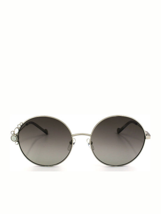 Liu Jo Women's Sunglasses with Silver Metal Frame and Brown Lens