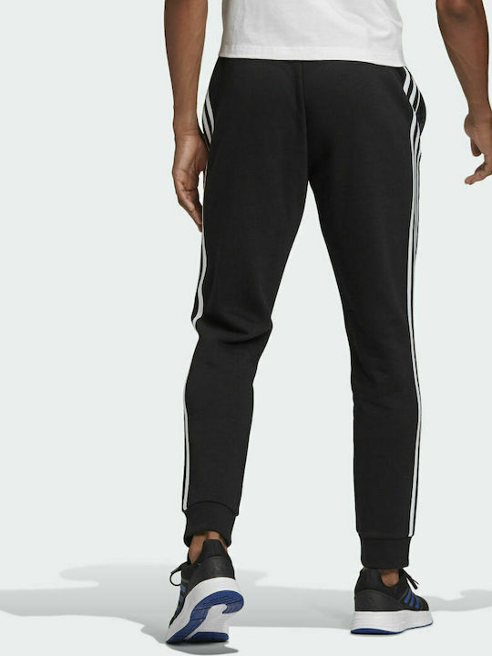 Adidas 3Stripes Fleece Παντελόνι Φόρμας με Λάστιχο Fleece Μαύρο