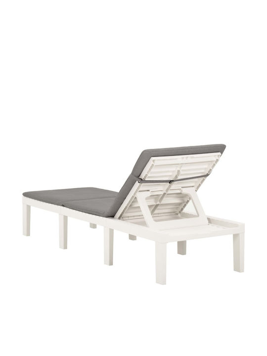 Șezlong Plastic Cu Pernă Albă 195x65x32cm