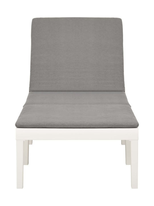 Șezlong Plastic Cu Pernă Albă 195x65x32cm