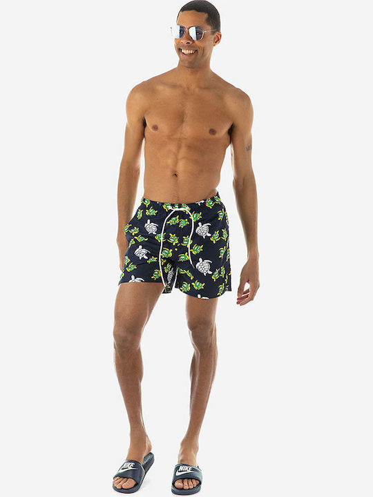 21018-301-0252 Men's Swimwear Shorts Navy Blue with Patterns