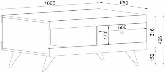 ArteLibre Rechteckiger Zentraler Kaffeetisch Hios Holz mit Schubladen Braune M100xB65xH47cm