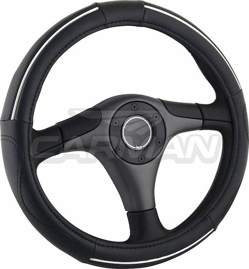 Carman Car Steering Wheel Cover with Diameter 40-42cm made of Leatherette Black