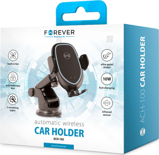 Forever Car Mobile Mount with Adjustable Hooks and Wireless Charging Black