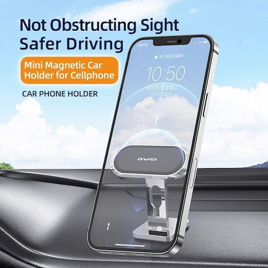 Awei X19 Silver Car Mobile Holder 3" - 6" with Magnet Silver
