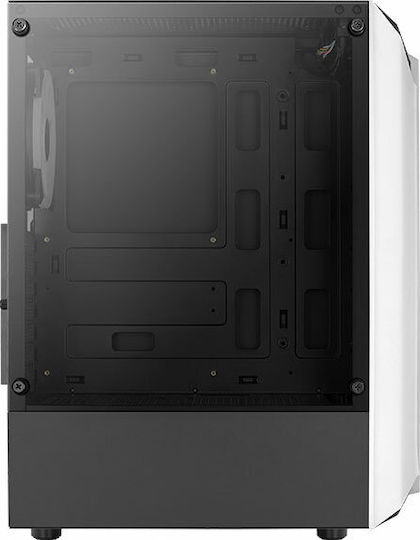 Aerocool Bionic V2 Gaming Midi Tower Κουτί Υπολογιστή με Πλαϊνό Παράθυρο και RGB Φωτισμό Λευκό