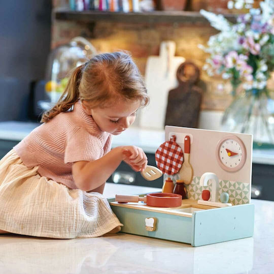Tender Leaf Toys Children's Kitchen Wooden Portable Kitchen made of Wood 11pcs