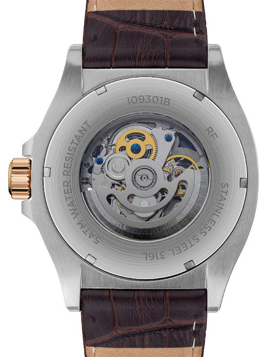 Ingersoll Orville Ανδρικό Ρολόι 46mm Αυτόματο με Καφέ Δερμάτινο Λουράκι