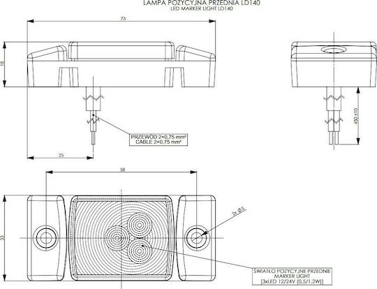 Horpol K07-LD140-YEL Truck Volume Light 12 / 24V - Yellow