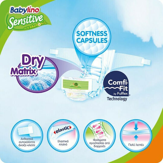 Babylino Scutece Cu Bandă Adezivă Sensitive Nr. 3 Pentru 4-9kg 168 Bucăți
