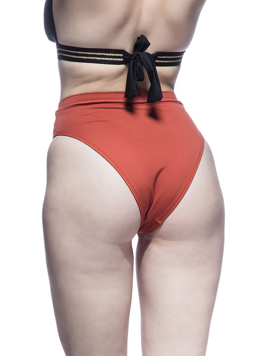 Bikini Slip Talie Înaltă Burgundy