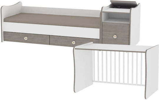 Lorelli Crib Trend Plus White & Oak With Drawer