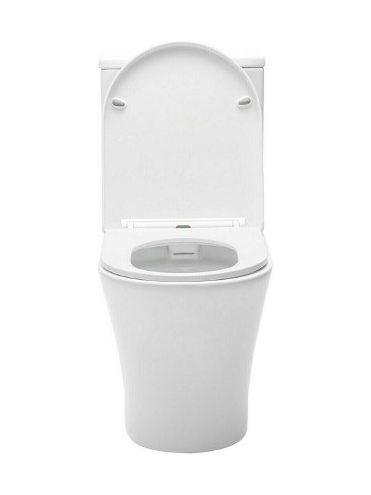 Swiss Aqua Technologies Brevis Toaletă de podea Fără margine cu sistem de descărcare cu Capac Închidere lentă Albă Swiss Aqua Technologies Brevis Toaletă de podea Fără margine cu sistem de descărcare cu Capac Închidere lentă Albă