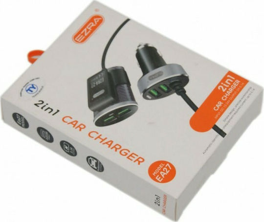 Ezra EA27 Auto-Ladegerät 120W 5.1A mit Anschlüssen: 4xUSB mit Kabel Eingebettet