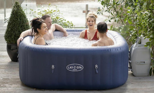 Lay-Z-Spa Hawaii AirJet Square Swimming Pool 795L Inflatable with Hydromassage 180x180x71cm Blue