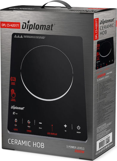 Diplomat DPL CS-H2017T Επιτραπέζια Εστία Κεραμική Μονή Μαύρη