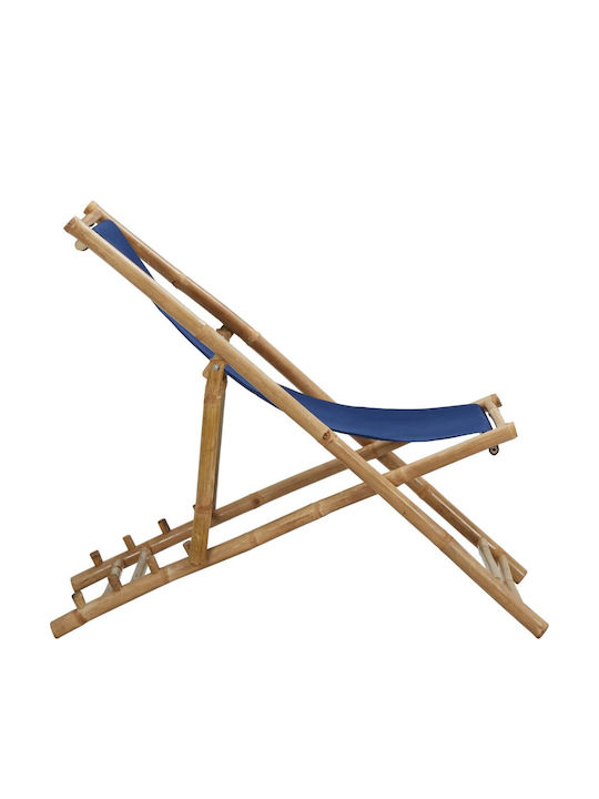 Deckchairs Bamboo with Navy Blue Fabric 108x60x62cm