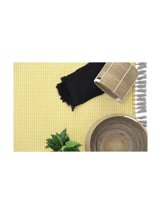 Royal Carpet Houndstooth Teppich Rechteckig Sommer Baumwolle mit Fransen Yellow