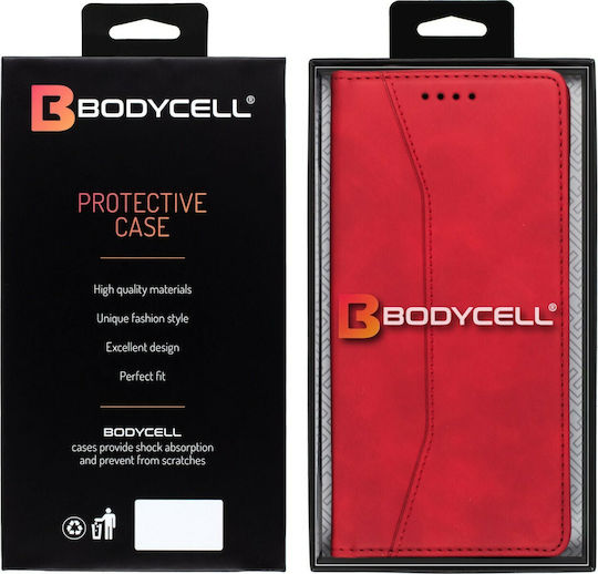 Bodycell PU Leather Book Synthetic Leather Red (Redmi Note 9)