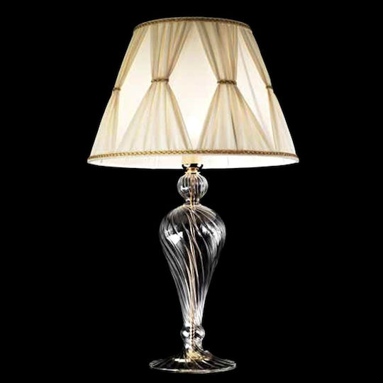 Ondaluce Glass Table Lamp for Socket E27 with Beige Shade and Transparent Base