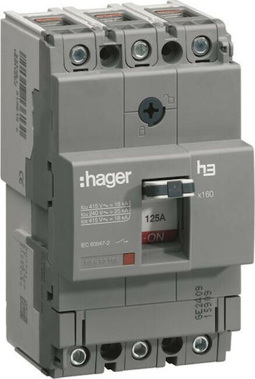 Hager Αυτόματος Διακόπτης Ισχύος Τριπολικός 40A 18kA HDA040L