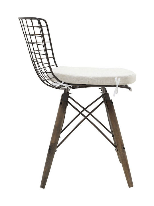 Outdoor Chair Metallic Rusty Silver with Cushion 42x50x77cm