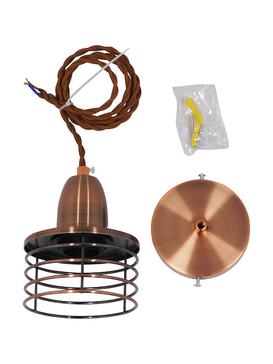 GloboStar Manhattan Κρεμαστό Φωτιστικό Χάλκινο με Ντουί E27 11εκ.
