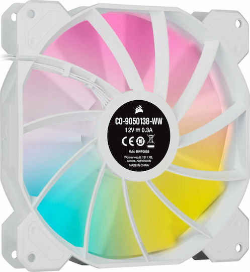Corsair iCUE SP140 Elite Performance Case Fan (1200rpm / 68.1cfm) με ARGB Φωτισμό και Σύνδεση 4-Pin PWM 2τμχ Λευκό
