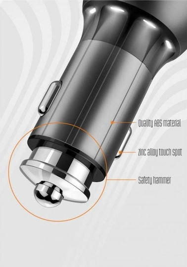 Ldnio C503Q Car Charger 36W 3A Fast Charging with Ports 2xUSB-A along with Micro-USB Cable Grey Color