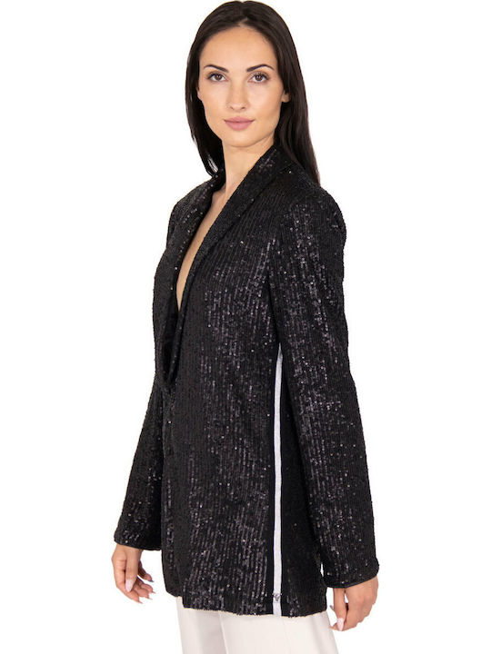 Guess Long Women's Blazer Black with Sequins