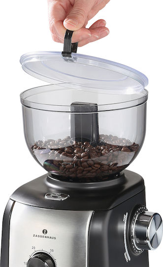 Zassenhaus Arabica Electric Coffee Grinder Electric Coffee Grinder 110W with Grain Capacity 450g and 16 Grind Levels Black
