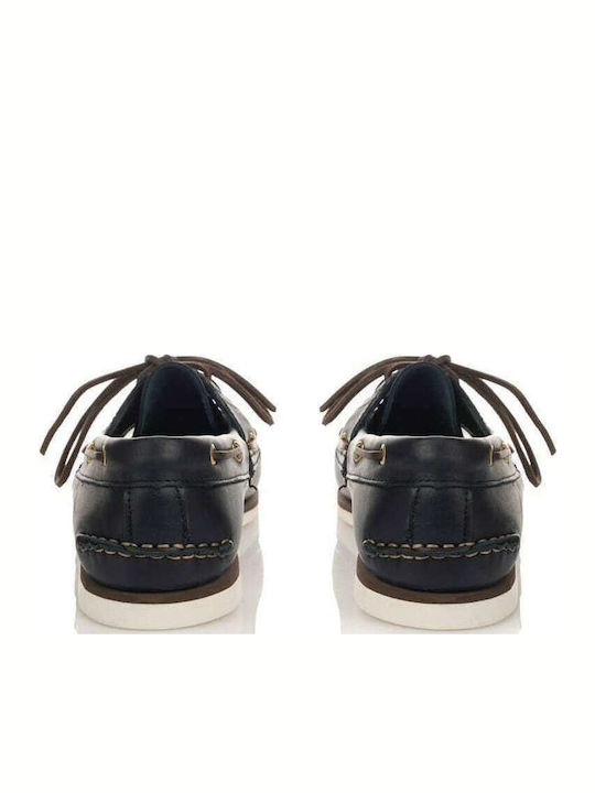 Sea and City C4 Men's Leather Boat Shoes Blue