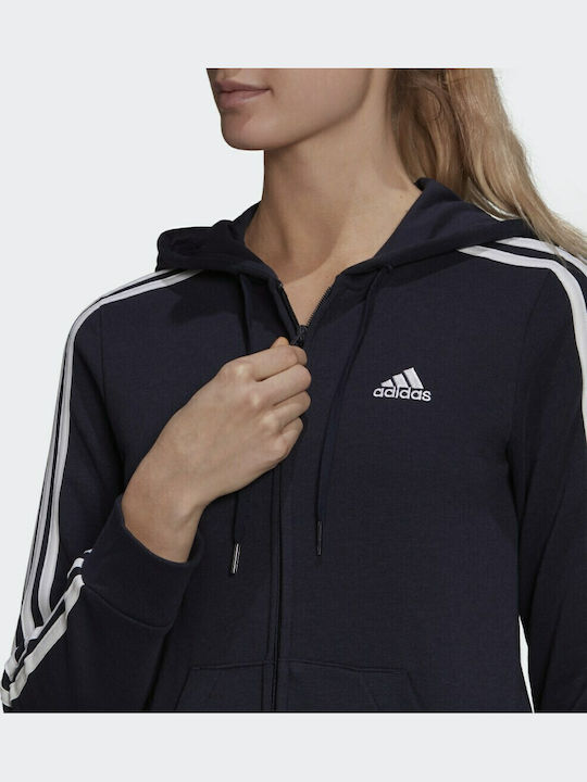 Essentials 3-Stripes Women's Sweatshirt Jacket Hooded Legend Ink