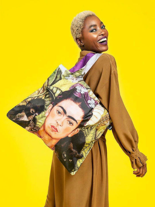 Loqi Frida Kahlo - Self Portrait with Hummingbird Fabric Shopping Bag