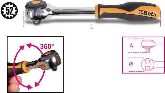 Beta Chei cu clichet 910/58 52 Dinti cu Patrat 3/8" Lungime 22.2cm.