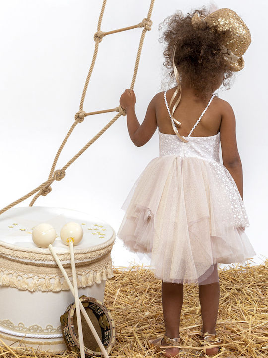 Baby u Rock Tamara Nude Taufset Kleidung mit Haar-Accessoires & Kleid aus Tüll 2Stück