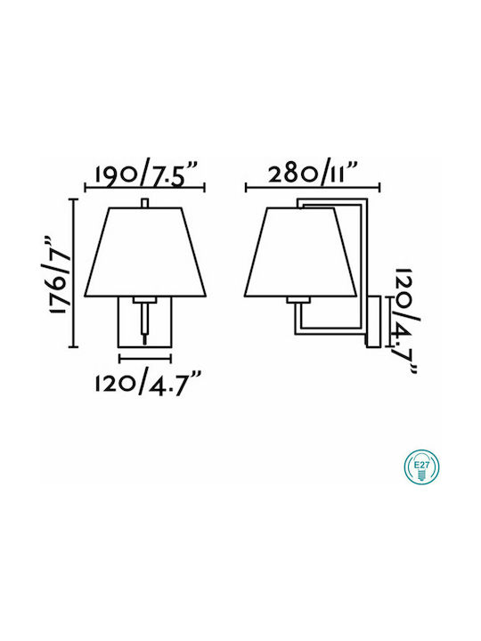 Faro Barcelona Modern Lamp Wall with Socket E27 and Switch Beige 19x17.6cm