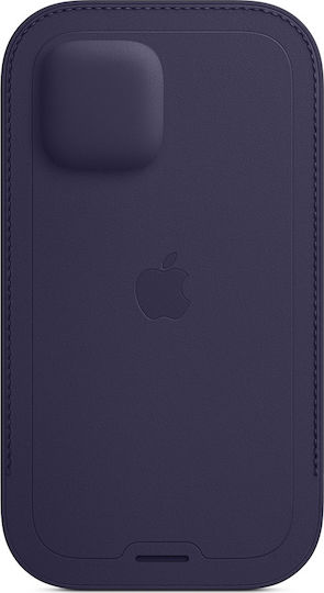 Apple Leather Sleeve with MagSafe 360 Full Cover Δερμάτινο Deep Violet (iPhone 12 / 12 Pro)