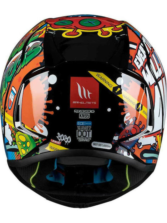 MT Revenge 2 KN95 Gloss Pearl Black Motorcycle Helmet Full Face DOT / ECE 22.05 1450gr