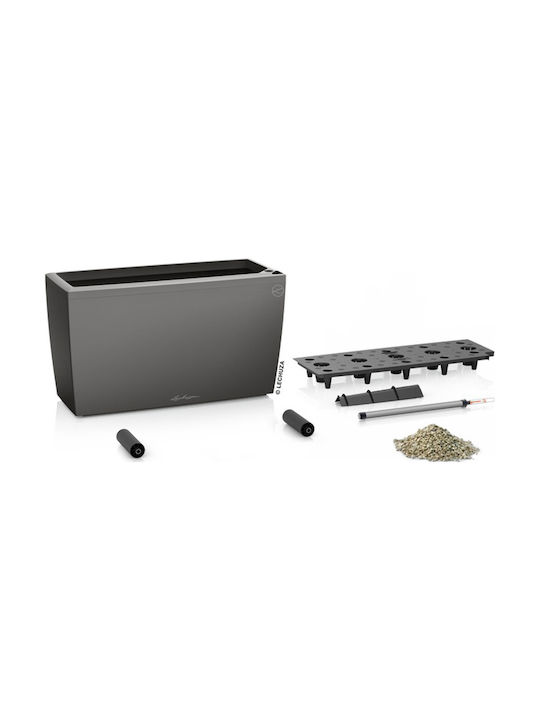 Lechuza Cararo Charcoal Metallic Self-watering Planter Box Plastic Gray 75x30x42.5cm.