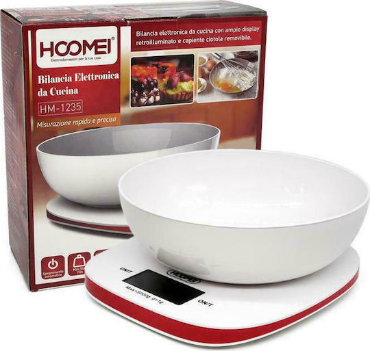 Hoomei Ψηφιακή Ζυγαριά Κουζίνας με Κάδο έως 5kg Λευκή