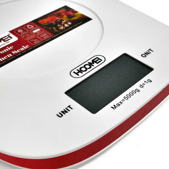 Hoomei Ψηφιακή Ζυγαριά Κουζίνας με Κάδο έως 5kg Λευκή